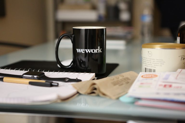 mug and office supplies